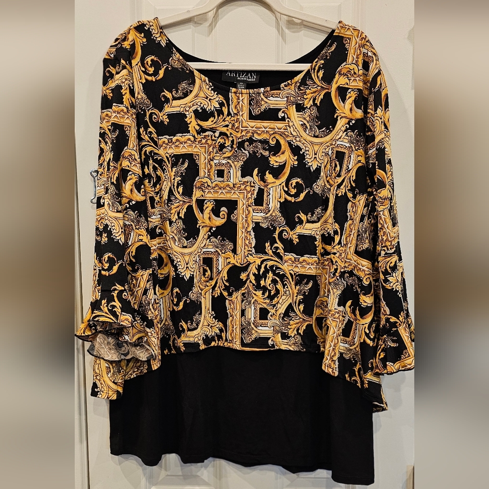 132 - Versace Inspired Baroque Print Blouse